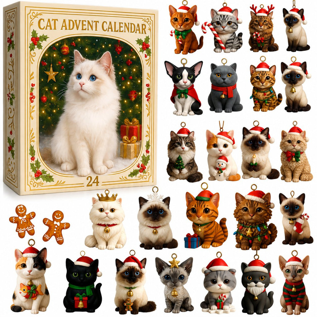 2026 Cat Advent Calendar with 24 Collectible Christmas Figures